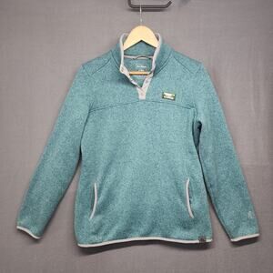 L.L.Bean Sweater Fleece Quarter Zip Pullover Teal Womens Large Regular